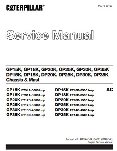 GP, DP Series Caterepillar Forklift Service Repair Manual - PDF File Download