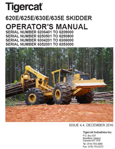 Tigercat 620E Skidder Operator/User Manual (6206201-6209000, 6206401-6209000) - PDF File Download