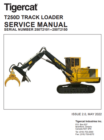 Tigercat T250D Loader Service Repair Manual (250T2101-250T3500, 250T2101-250T2150) - PDF File Download