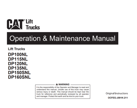 DP100NL-DP160SNL Caterepillar Forklift Operation & Maintenance Manual - PDF File Download