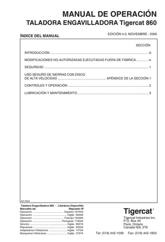 Tigercat 870 Feller Buncher Operator/User Manual (8700101-87011499) - PDF File Download