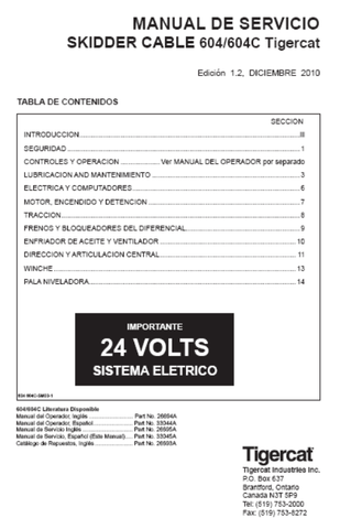 Tigercat 604 Cable Skidder Service Repair Manual (6040101-6040200) - PDF File Download