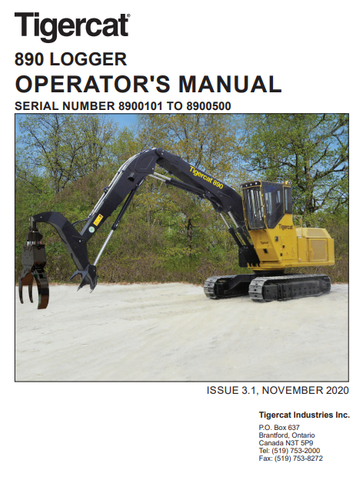 Tigercat 890 Logger Operator/User Manual (8900101-8900500) - PDF File Download