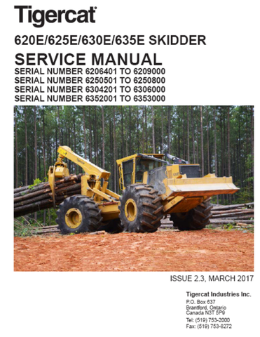 Tigercat 625E, 630E Skidder Service Repair Manual (6250501-6250800, 6250501-6250800) - PDF File Download