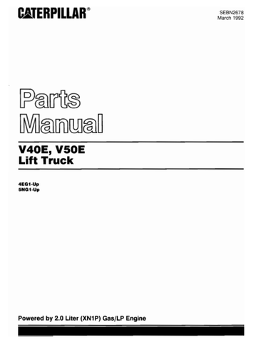 V40E, V50E Caterpillar Forklift Parts Catalogue Manual (SEBN2538) - PDF File Download