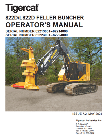 Tigercat L822D Feller Buncher Operator/User Manual (82223001-82224000) - PDF File Download