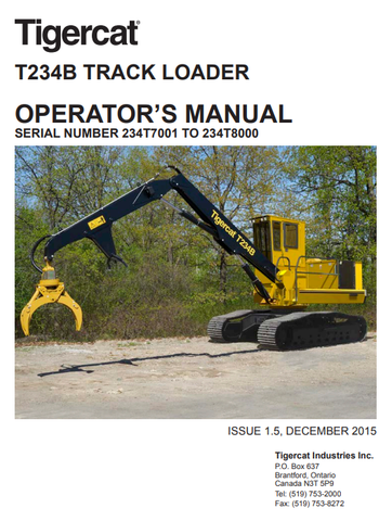 Tigercat T234B Loader Operator/User Manual (234T7000-234T8000) - PDF File Download