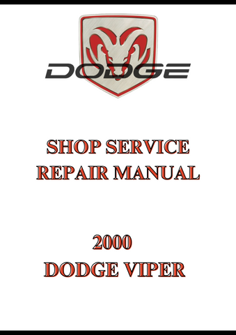 2000 DODGE VIPER SHOP SERVICE REPAIR MANUAL - PDF
