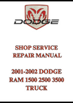 2001-2002 DODGE RAM 1500 2500 3500 TRUCK SHOP SERVICE REPAIR MANUAL - PDF