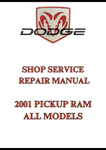 2001 PICKUP RAM ALL MODELS SHOP SERVICE REPAIR MANUAL - PDF