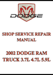 2002 DODGE RAM TRUCK 3.7L 4.7L 5.9L SHOP SERVICE REPAIR MANUAL - PDF