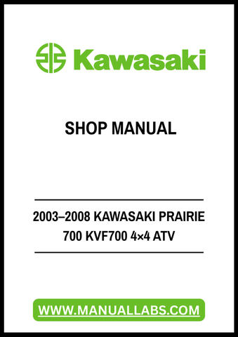 Unlock the full potential of your 2003–2008 Kawasaki Prairie 700 KVF700 4×4 ATV with our comprehensive shop manual in PDF format. This essential guide is designed to provide you with detailed insights into maintenance, troubleshooting, and repair procedures, ensuring your ATV runs smoothly and efficiently.