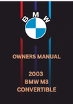 2003 BMW M3 CONVERTIBLE OWNERS MANUAL - PDF