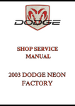 2003 DODGE NEON FACTORY SHOP SERVICE MANUAL - PDF