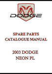 2003 DODGE NEON PL SPARE PARTS CATALOGUE MANUAL - PDF