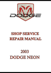 2003 DODGE NEON SHOP SERVICE REPAIR MANUAL - PDF
