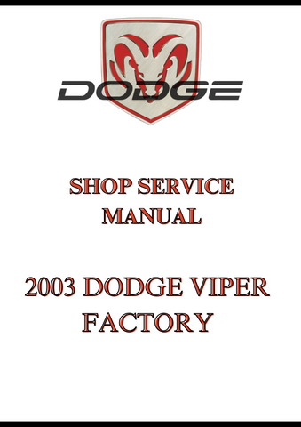 2003 DODGE VIPER FACTORY SHOP SERVICE MANUAL - PDF