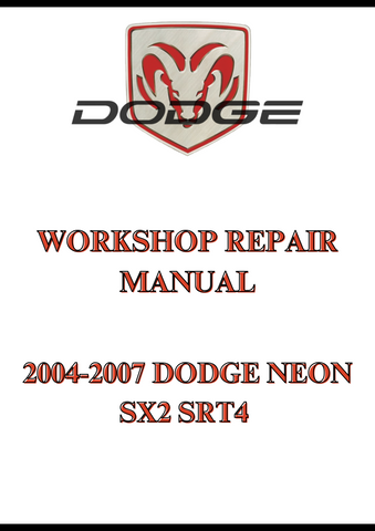 2004-2007 DODGE NEON SX2 SRT4 WORKSHOP REPAIR MANUAL - PDF