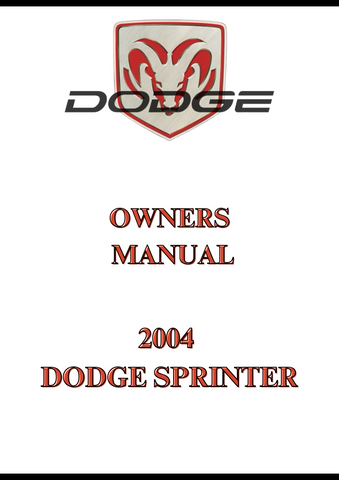 2004 DODGE SPRINTER OWNERS MANUAL - PDF