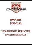 2004 DODGE SPRINTER PASSENGER VAN OWNERS MANUAL - PDF