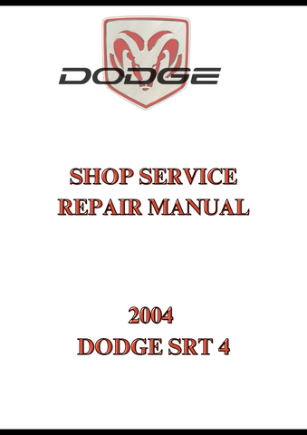 2004 DODGE SRT 4 SHOP SERVICE REPAIR MANUAL - PDF