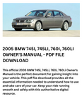 2005 BMW 745I, 745LI, 760I, 760LI MANUAL