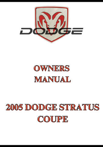 2005 DODGE STRATUS COUPE OWNERS MANUAL - PDF