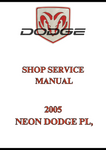 2005 NEON DODGE PL, SHOP SERVICE MANUAL - PDF