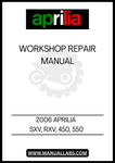 UNLOCK THE FULL POTENTIAL OF YOUR 2006 APRILIA SXV, RXV 450, AND 550 WITH OUR COMPREHENSIVE WORKSHOP REPAIR MANUAL IN PDF FORMAT. THIS ESSENTIAL GUIDE IS DESIGNED FOR BOTH SEASONED MECHANICS AND DIY ENTHUSIASTS, PROVIDING DETAILED INSTRUCTIONS AND DIAGRAMS TO HELP YOU TACKLE ANY REPAIR OR MAINTENANCE TASK WITH CONFIDENCE.