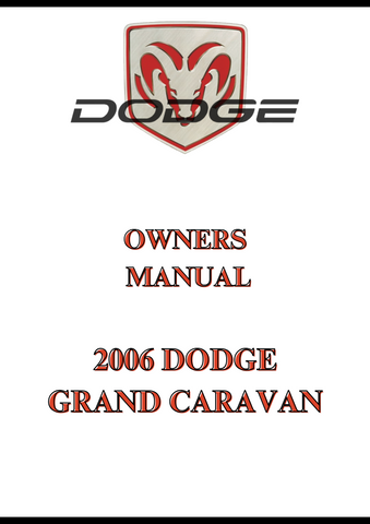 2006 DODGE GRAND CARAVAN OWNERS MANUAL - PDF