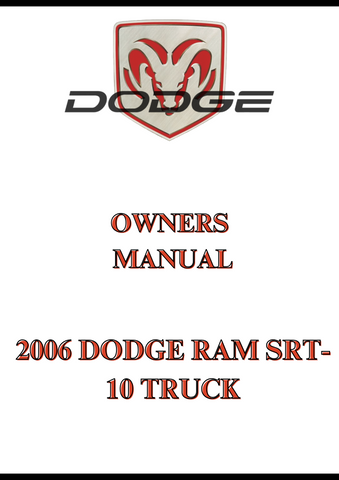 2006 DODGE RAM SRT-10 TRUCK OWNERS MANUAL - PDF