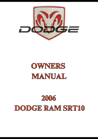 2006 DODGE RAM SRT10 OWNERS MANUAL - PDF
