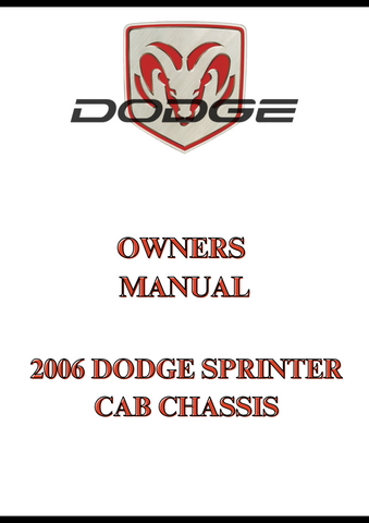2006 DODGE SPRINTER CAB CHASSIS OWNERS MANUAL - PDF