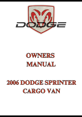 2006 DODGE SPRINTER CARGO VAN OWNERS MANUAL - PDF