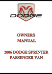 2006 DODGE SPRINTER PASSENGER VAN OWNERS MANUAL - PDF