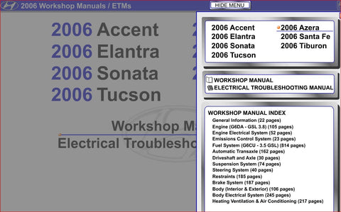 Unlock the full potential of your 2006 Hyundai Azera with our comprehensive Service Repair Manual in PDF format. This essential guide provides detailed instructions and diagrams, ensuring you have everything you need to perform maintenance and repairs with confidence. Whether you're a seasoned mechanic or a DIY enthusiast, this manual is designed to simplify complex tasks and enhance your vehicle's performance.