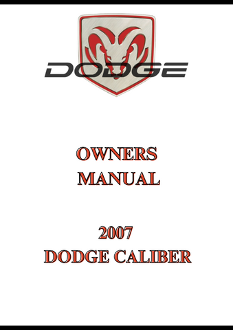 2007 DODGE CALIBER OWNERS MANUAL - PDF