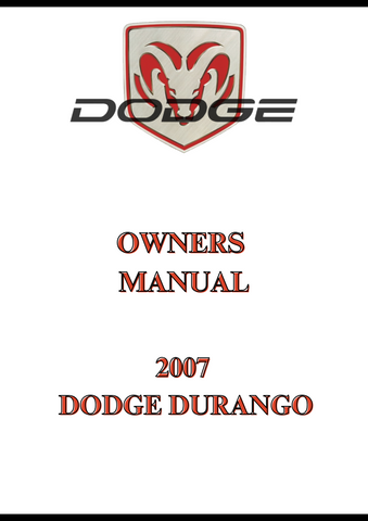 2007 DODGE DURANGO OWNERS MANUAL - PDF