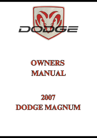 2007 DODGE MAGNUM OWNERS MANUAL - PDF