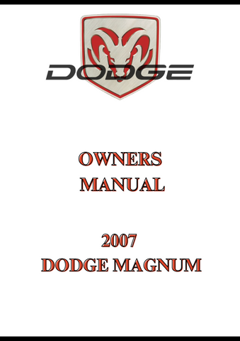 2007 DODGE MAGNUM OWNERS MANUAL - PDF