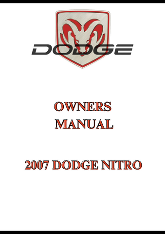 2007 DODGE NITRO OWNERS MANUAL - PDF