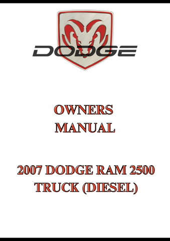 2007 DODGE RAM 2500 TRUCK (DIESEL) OWNERS MANUAL - PDF