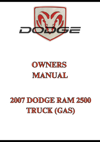 2007 DODGE RAM 2500 TRUCK (GAS) OWNERS MANUAL - PDF