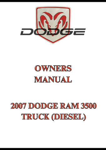 2007 DODGE RAM 3500 TRUCK (DIESEL) OWNERS MANUAL - PDF