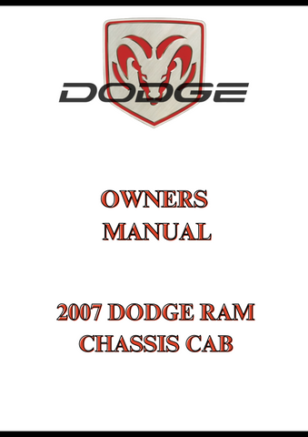 2007 DODGE RAM CHASSIS CAB OWNERS MANUAL - PDF