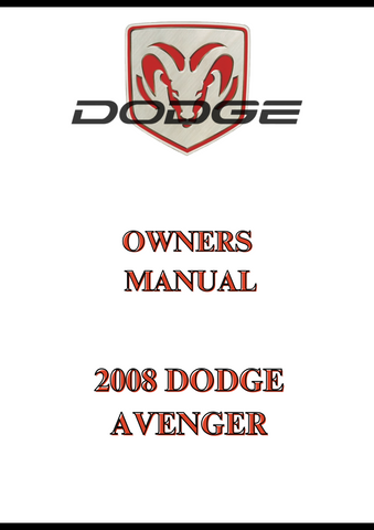 2008 DODGE AVENGER OWNERS MANUAL - PDF