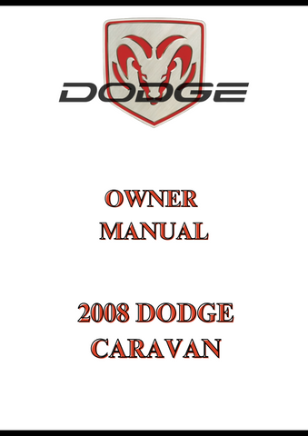 2008 DODGE CARAVAN OWNER MANUAL - PDF