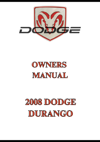 2008 DODGE DURANGO OWNERS MANUAL - PDF
