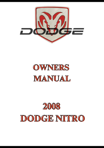 2008 DODGE NITRO OWNERS MANUAL - PDF