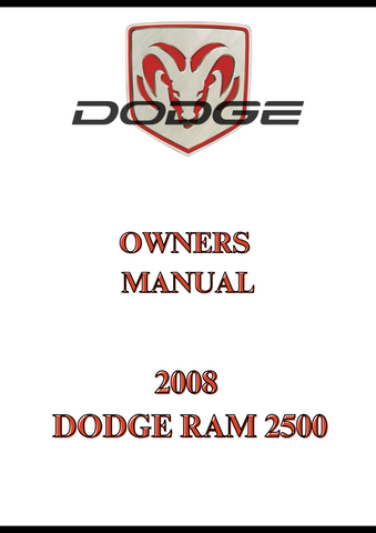 2008 DODGE RAM 2500 OWNERS MANUAL - PDRF